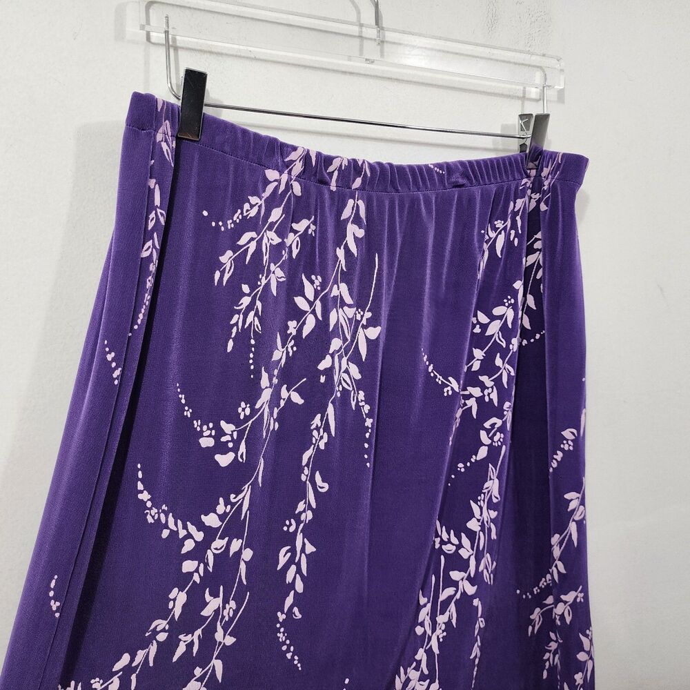 Citiknits Purple Floral Slinky Textured Midi Skirt Stretch Plus 2X Whimsygoth - Picture 4 of 10